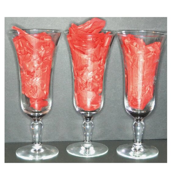 Set Of 3 Vintage Cordial Glasses Clear Glass With Etched In Pattern - Picture 1 of 3